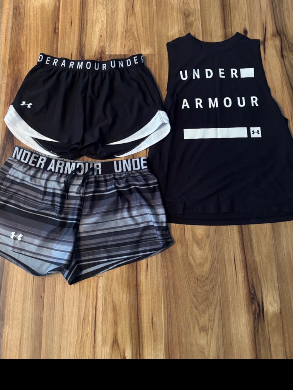 Under Armour Black and Gray Women's Athletic Tank + Shorts Set